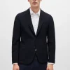 HUGO BOSS Blazers>Casaco De Ajuste Slim Em Tecido Seersucker Com Mistura De Lã