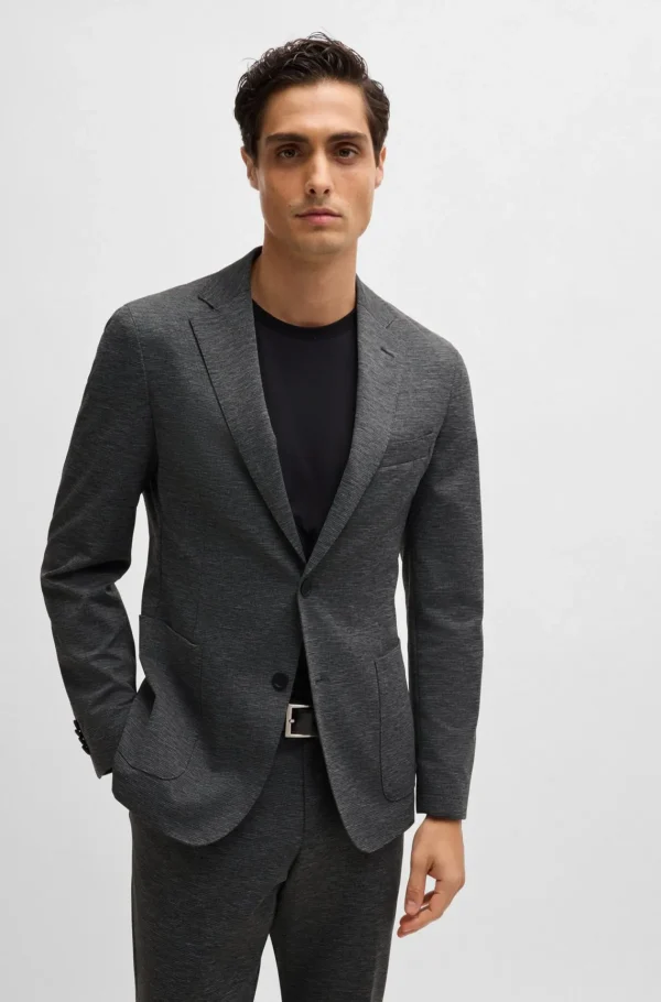 HUGO BOSS Blazers>Casaco De Ajuste Slim Em Jersey Elástico De Alto Desempenho Com Padrão