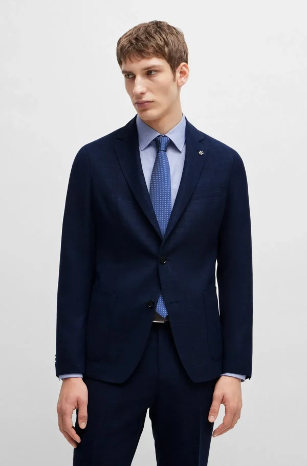 HUGO BOSS Blazers>Casaco De Ajuste Slim Em Tecido Elástico Melange