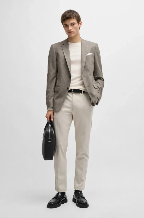 HUGO BOSS Blazers>Casaco De Ajuste Slim Em Lã Elástica Com Micropadrão