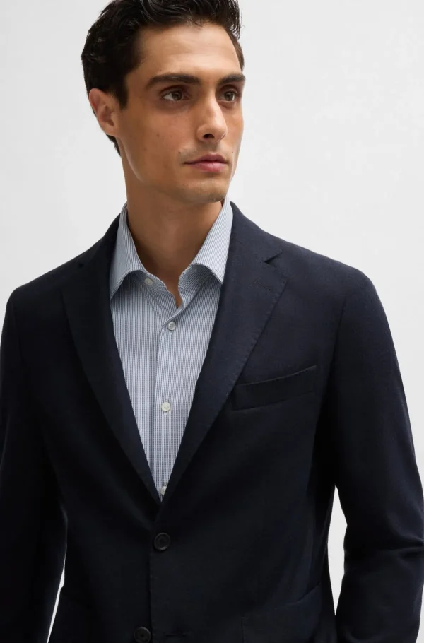 HUGO BOSS Blazers>Casaco De Ajuste Slim Em Flanela Elástica