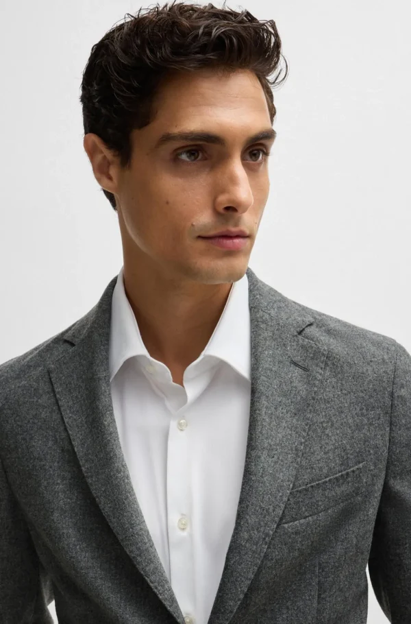 HUGO BOSS Blazers>Casaco De Ajuste Slim Em Flanela Elástica