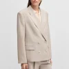 MULHER HUGO BOSS Blazers>Casaco De Fato De Ajuste Grande Em Tecido De Fabrico Italiano