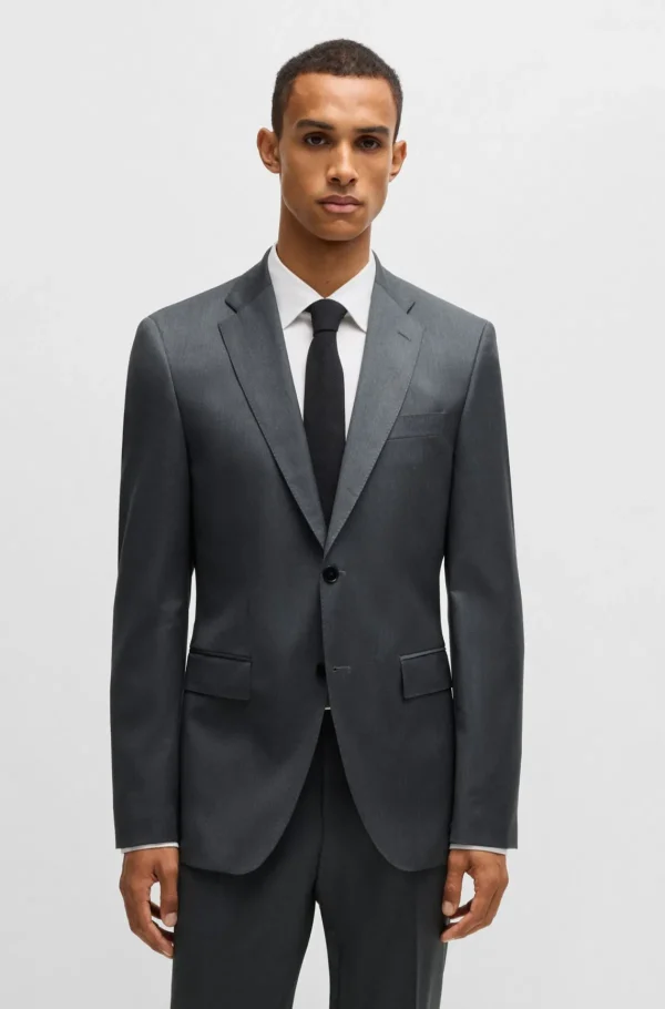 HUGO BOSS Blazers>Casaco De Fato De Ajuste Regular Em Sarja De Lã Virgem