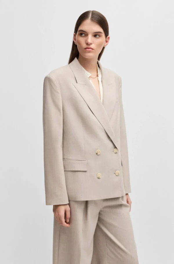 MULHER HUGO BOSS Blazers>Casaco De Fato De Ajuste Grande Em Tecido De Fabrico Italiano