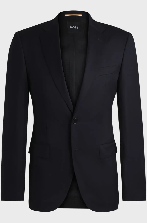 HUGO BOSS Blazers>Casaco De Fato De Ajuste Regular Em Sarja De Lã Virgem