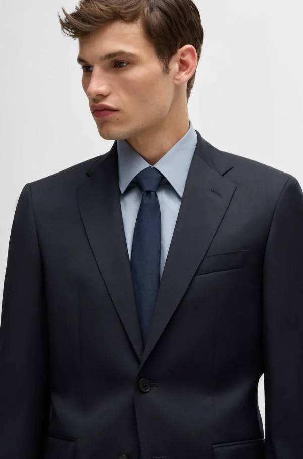 HUGO BOSS Blazers>Casaco De Fato De Ajuste Regular Em Sarja De Lã Virgem