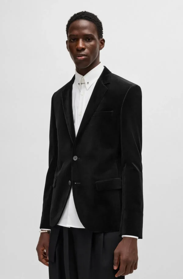 HUGO BOSS Blazers>Casaco Simples De Ajuste Slim Em Veludo De Algodão