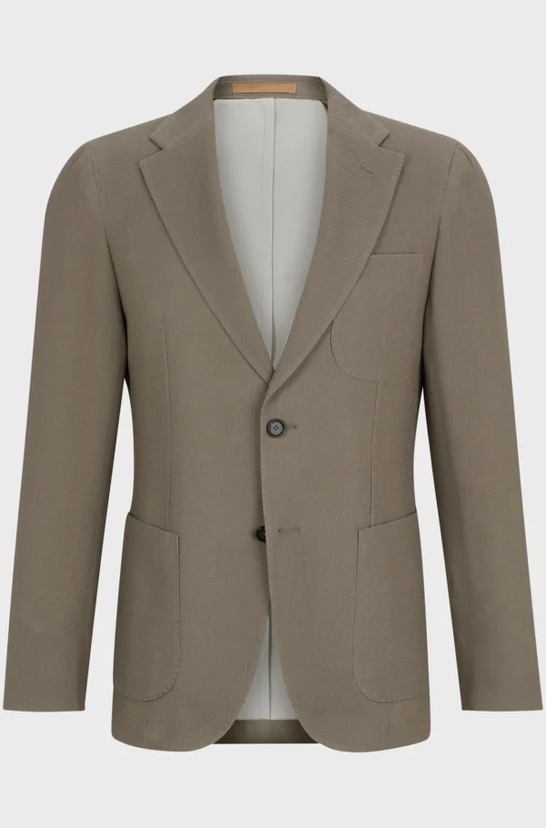 HUGO BOSS Blazers>Casaco Slim Fit Em Lã Virgem E Algodão