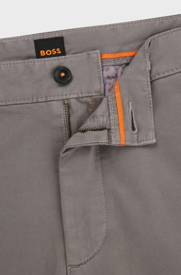 HUGO BOSS Calças E Calções>Chinos Com Ajuste Slim Em Algodão Elástico Acetinado