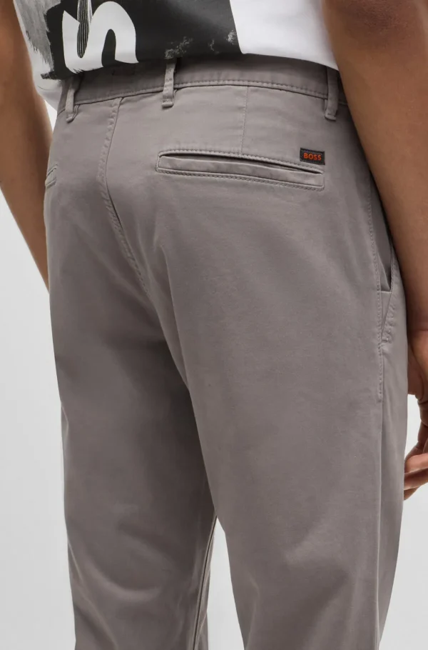 HUGO BOSS Calças E Calções>Chinos Com Ajuste Slim Em Algodão Elástico Acetinado