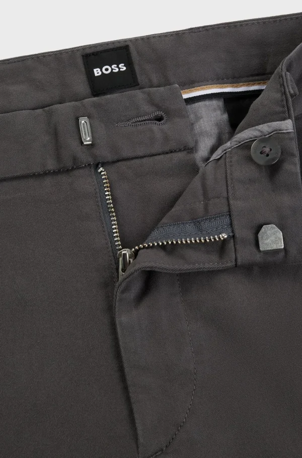 HUGO BOSS Calças E Calções>Chinos De Ajuste Slim Em Gabardine De Algodão Elástico