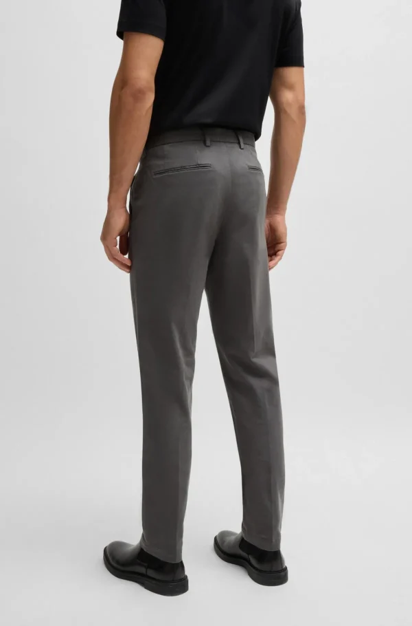 HUGO BOSS Calças E Calções>Chinos De Ajuste Slim Em Gabardine De Algodão Elástico