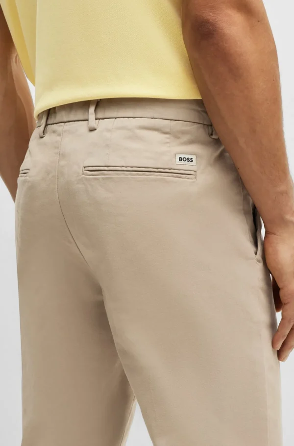 HUGO BOSS Calças E Calções>Chinos De Ajuste Slim Em Gabardine De Algodão Elástico