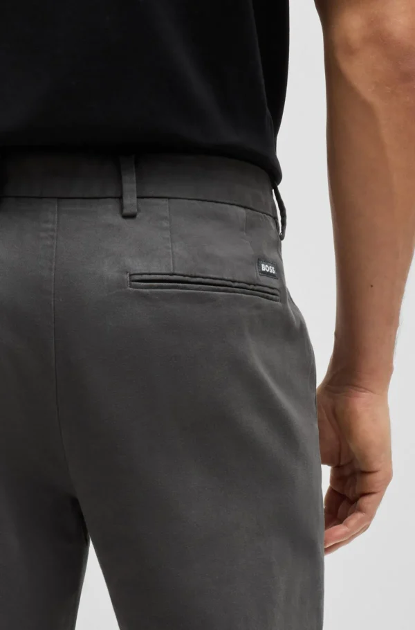 HUGO BOSS Calças E Calções>Chinos De Ajuste Slim Em Gabardine De Algodão Elástico