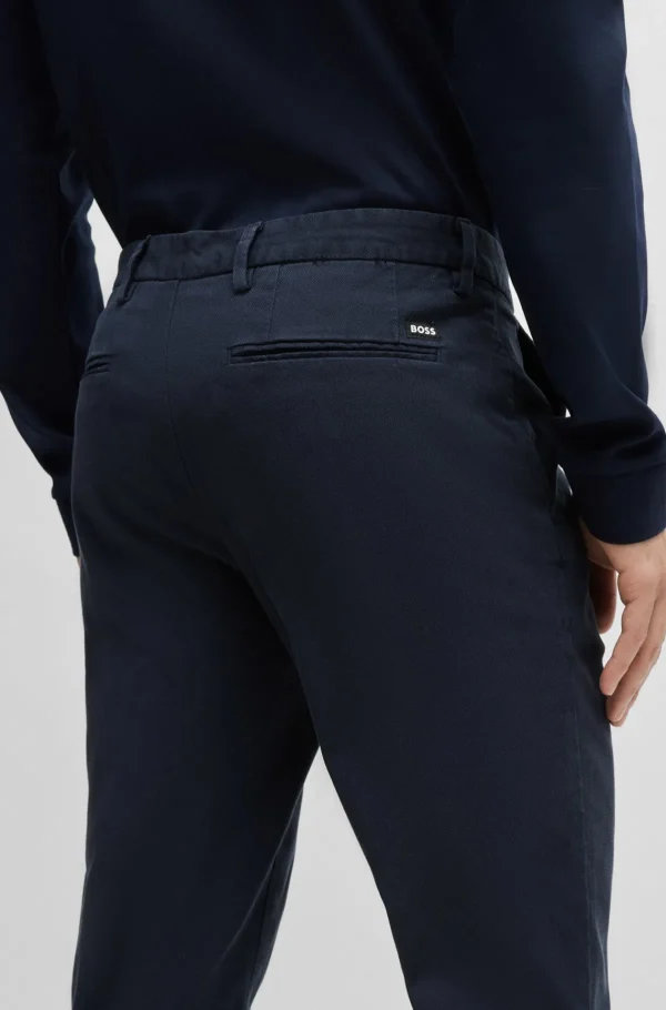 HUGO BOSS Calças E Calções>Chinos De Ajuste Slim Em Mistura De Algodão Elástico