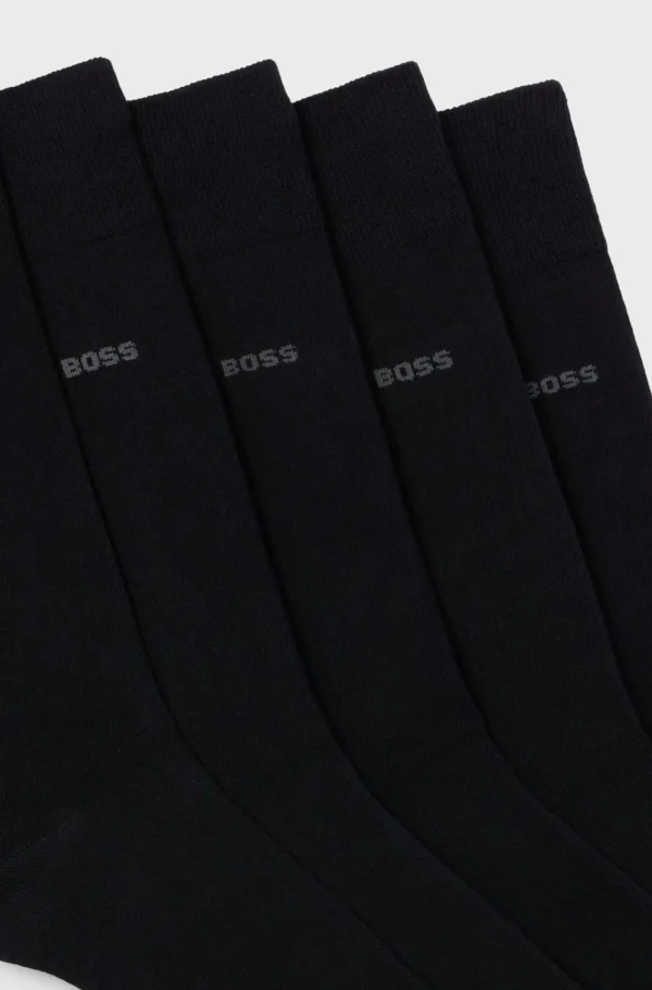 HUGO BOSS Meias>Cinco Pares De Meias De Cano Médio Em Mistura De Algodão