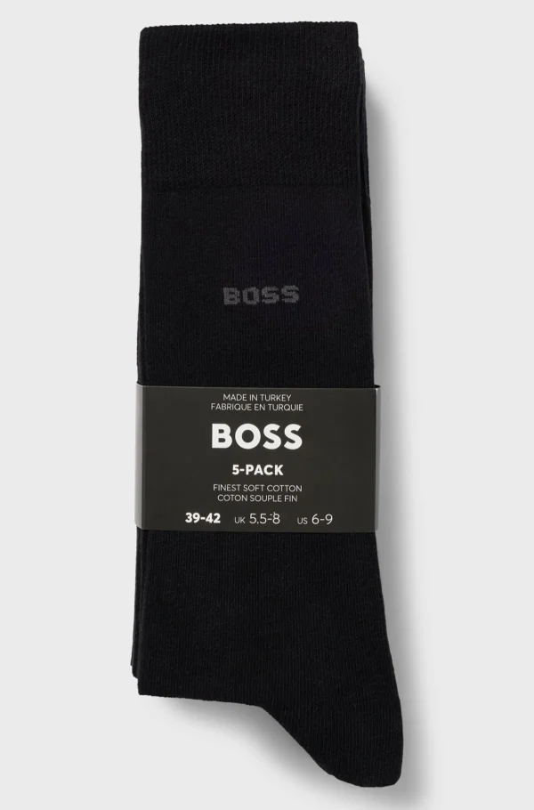 HUGO BOSS Meias>Cinco Pares De Meias De Cano Médio Em Mistura De Algodão