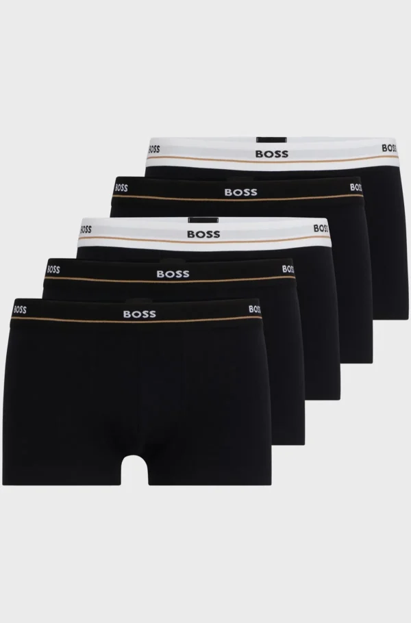 HUGO BOSS Roupa Interior | Artigos Essenciais>Conjunto De Cinco Boxers Em Algodão Elástico Com Cintura Com Logótipo