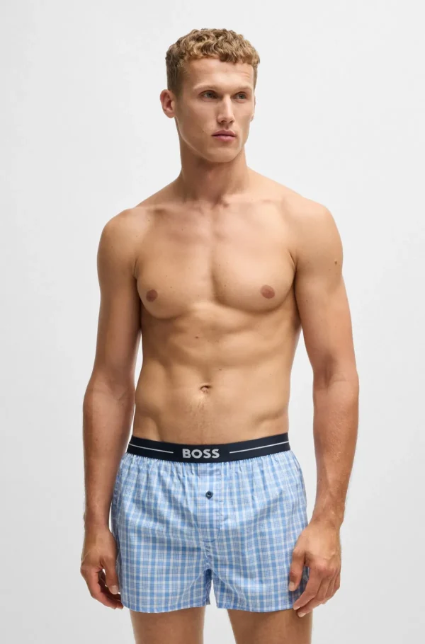 HUGO BOSS Artigos Essenciais>Conjunto De Dois Calções De Pijama De Algodão Com Cintura Com Logótipo