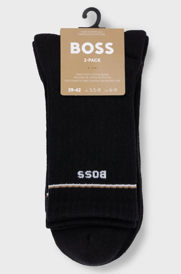 MULHER HUGO BOSS Meias>Conjunto De Dois Pares De Meias De Cano Médio Com Detalhes De Logótipo