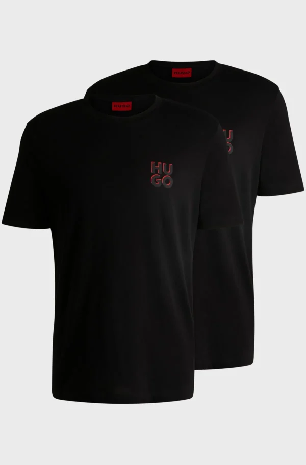 HUGO BOSS T-Shirts>Conjunto De Duas T-shirts Em Algodão Com Logótipos Sobrepostos