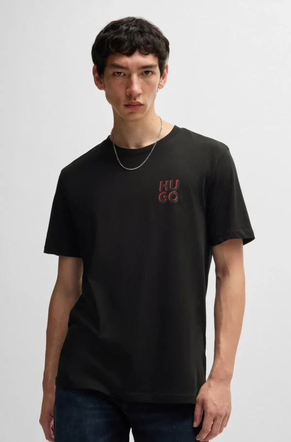 HUGO BOSS T-Shirts>Conjunto De Duas T-shirts Em Algodão Com Logótipos Sobrepostos