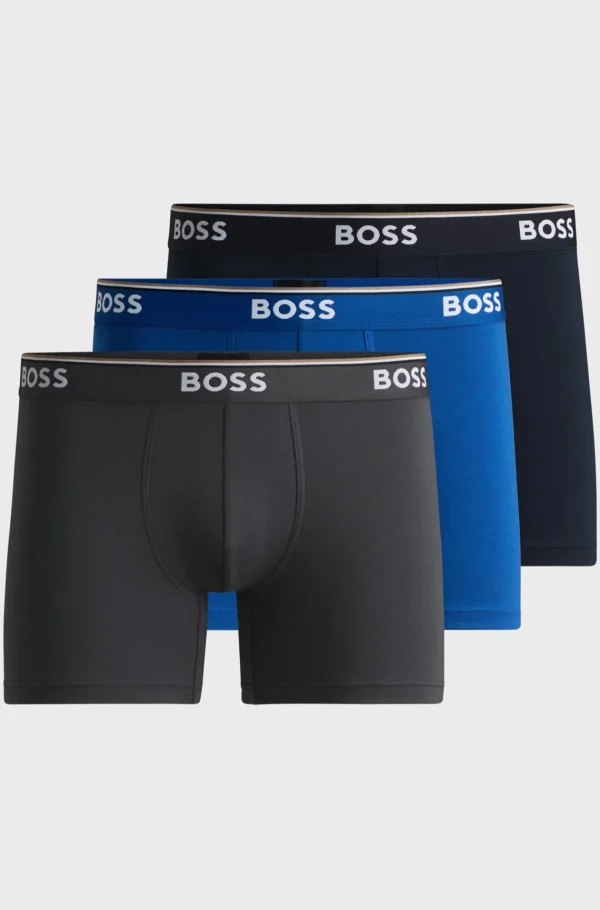 HUGO BOSS Roupa Interior>Conjunto De Três Boxers Compridos Em Algodão Elástico Com Logótipos