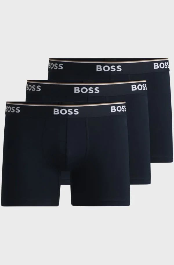 HUGO BOSS Roupa Interior>Conjunto De Três Boxers Compridos Em Algodão Elástico Com Logótipos