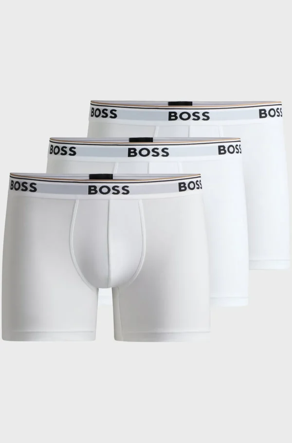 HUGO BOSS Roupa Interior>Conjunto De Três Boxers Compridos Em Algodão Elástico Com Logótipos