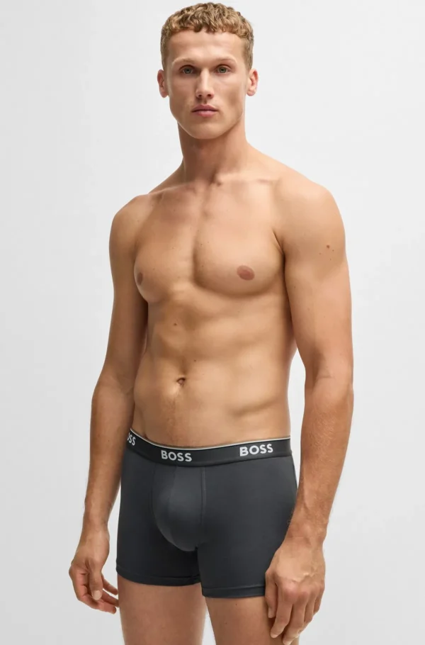 HUGO BOSS Roupa Interior>Conjunto De Três Boxers Compridos Em Algodão Elástico Com Logótipos