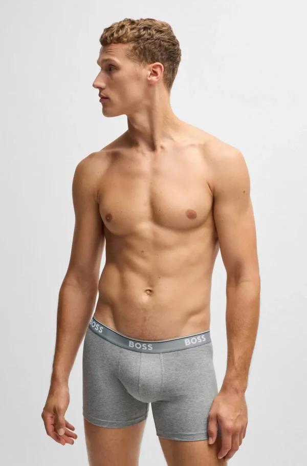 HUGO BOSS Roupa Interior>Conjunto De Três Boxers Compridos Em Algodão Elástico Com Logótipos