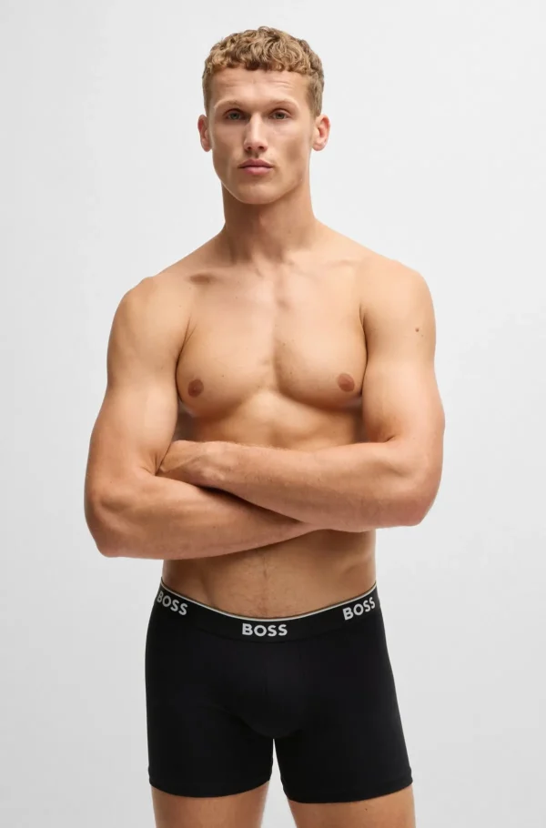 HUGO BOSS Roupa Interior>Conjunto De Três Boxers Compridos Em Algodão Elástico Com Logótipos