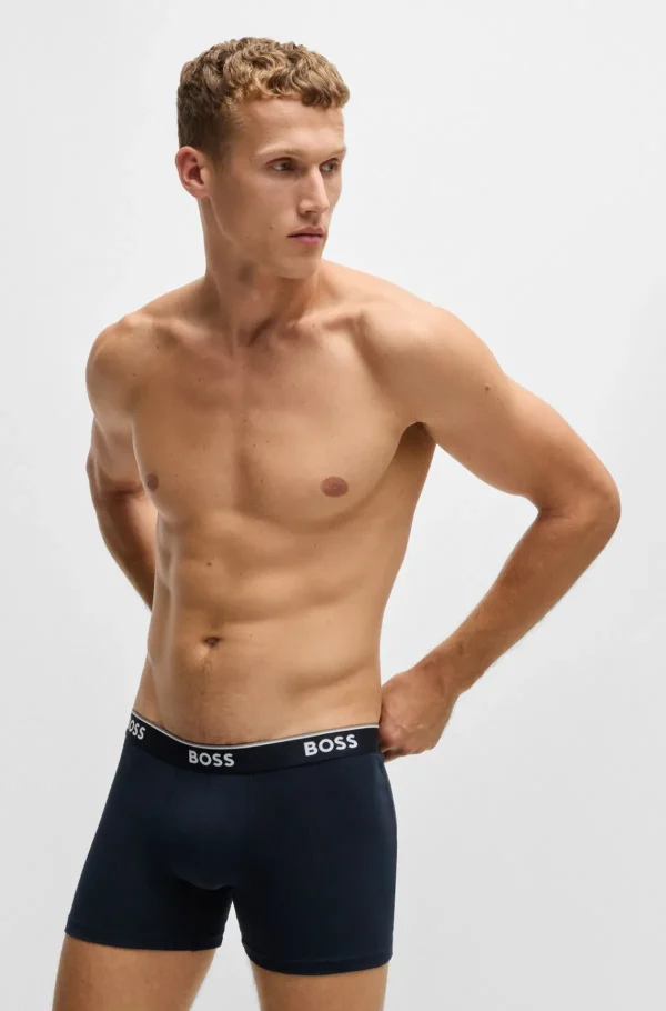 HUGO BOSS Roupa Interior>Conjunto De Três Boxers Compridos Em Algodão Elástico Com Logótipos