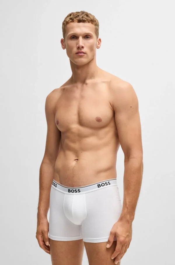 HUGO BOSS Roupa Interior>Conjunto De Três Boxers Compridos Em Algodão Elástico Com Logótipos