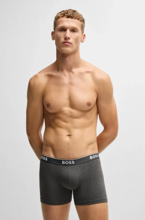 HUGO BOSS Roupa Interior>Conjunto De Três Boxers Compridos Em Algodão Elástico Com Logótipos