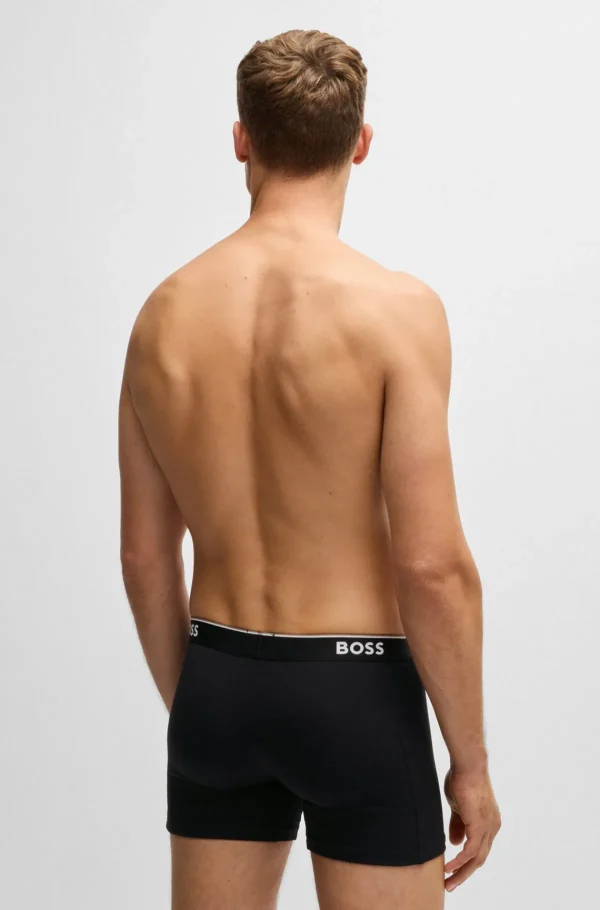 HUGO BOSS Roupa Interior>Conjunto De Três Boxers Compridos Em Algodão Elástico Com Logótipos