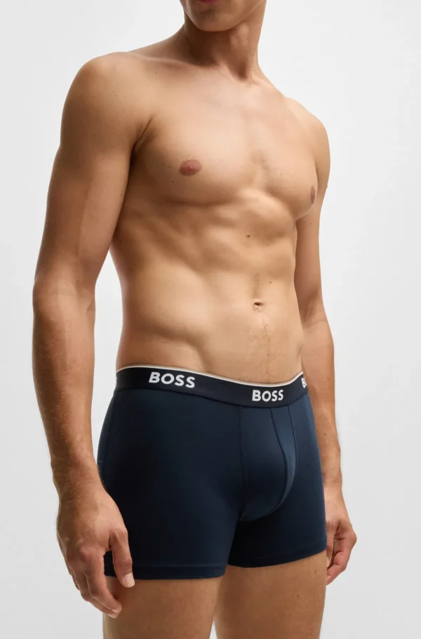 HUGO BOSS Roupa Interior>Conjunto De Três Boxers Compridos Em Algodão Elástico Com Logótipos