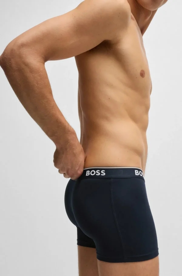 HUGO BOSS Roupa Interior>Conjunto De Três Boxers Compridos Em Algodão Elástico Com Logótipos