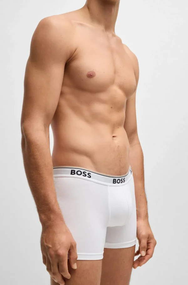 HUGO BOSS Roupa Interior>Conjunto De Três Boxers Compridos Em Algodão Elástico Com Logótipos