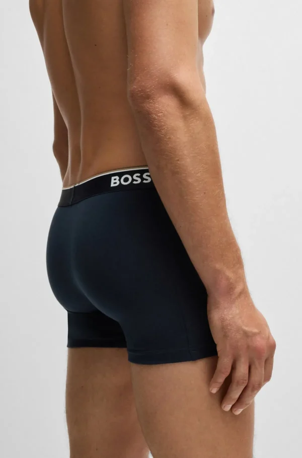 HUGO BOSS Roupa Interior>Conjunto De Três Boxers Compridos Em Algodão Elástico Com Logótipos