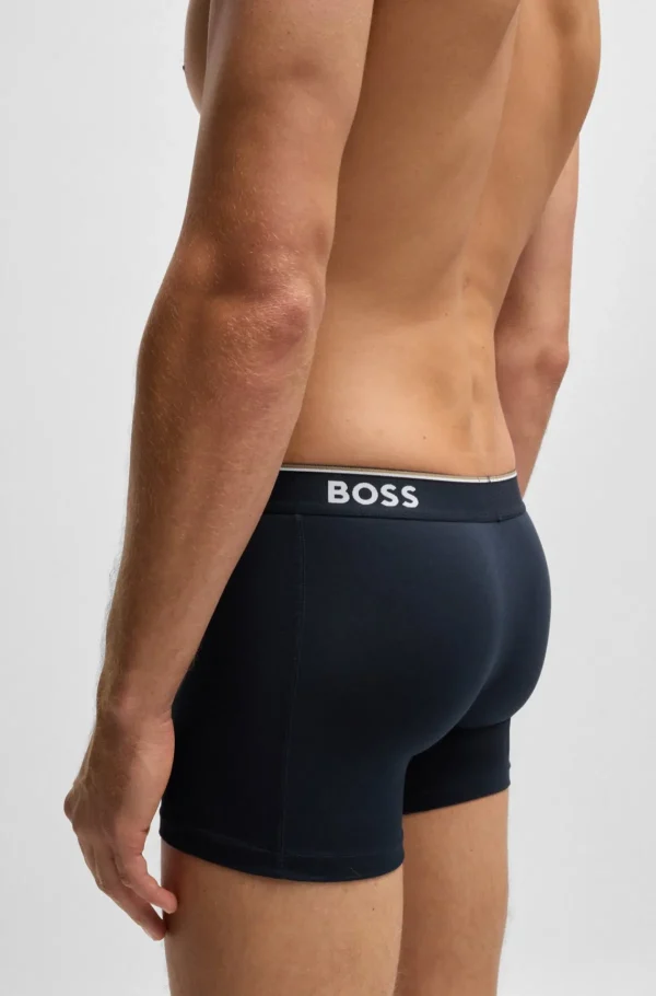 HUGO BOSS Roupa Interior>Conjunto De Três Boxers Compridos Em Algodão Elástico Com Logótipos