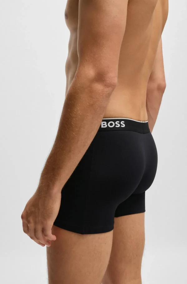 HUGO BOSS Roupa Interior>Conjunto De Três Boxers Compridos Em Algodão Elástico Com Logótipos