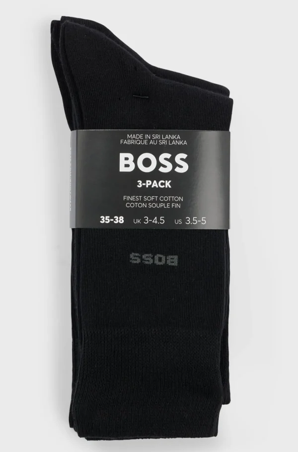 HUGO BOSS Meias>Conjunto De Três Pares De Meias Regulares Em Tecido Elástico