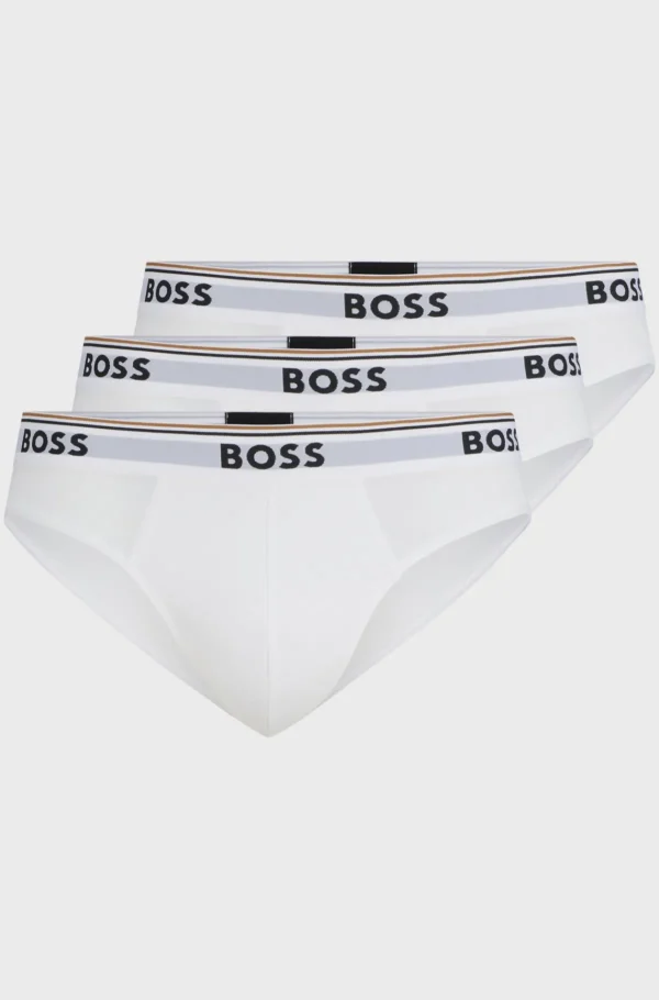 HUGO BOSS Roupa Interior>Conjunto De Três Slips Em Algodão Elástico Com Logótipos Na Cintura