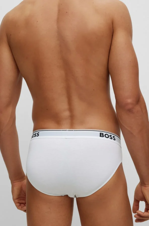 HUGO BOSS Roupa Interior>Conjunto De Três Slips Em Algodão Elástico Com Logótipos Na Cintura