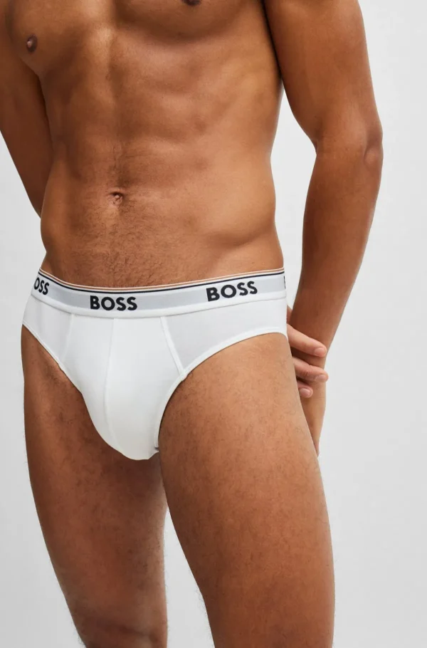 HUGO BOSS Roupa Interior>Conjunto De Três Slips Em Algodão Elástico Com Logótipos Na Cintura