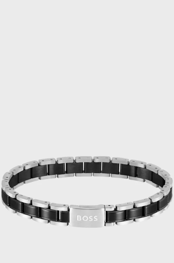 HUGO BOSS Botões De Punho E Joias>Cuff In Black-plated And -tone Steel