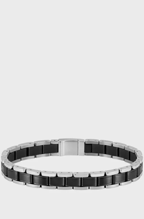 HUGO BOSS Botões De Punho E Joias>Cuff In Black-plated And -tone Steel