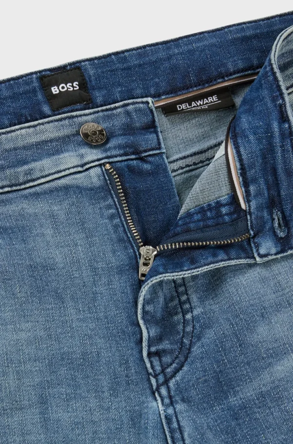 HUGO BOSS Calças De Ganga>Delaware Calças De Ganga De Ajuste Slim Em Ganga Azul Super Suave